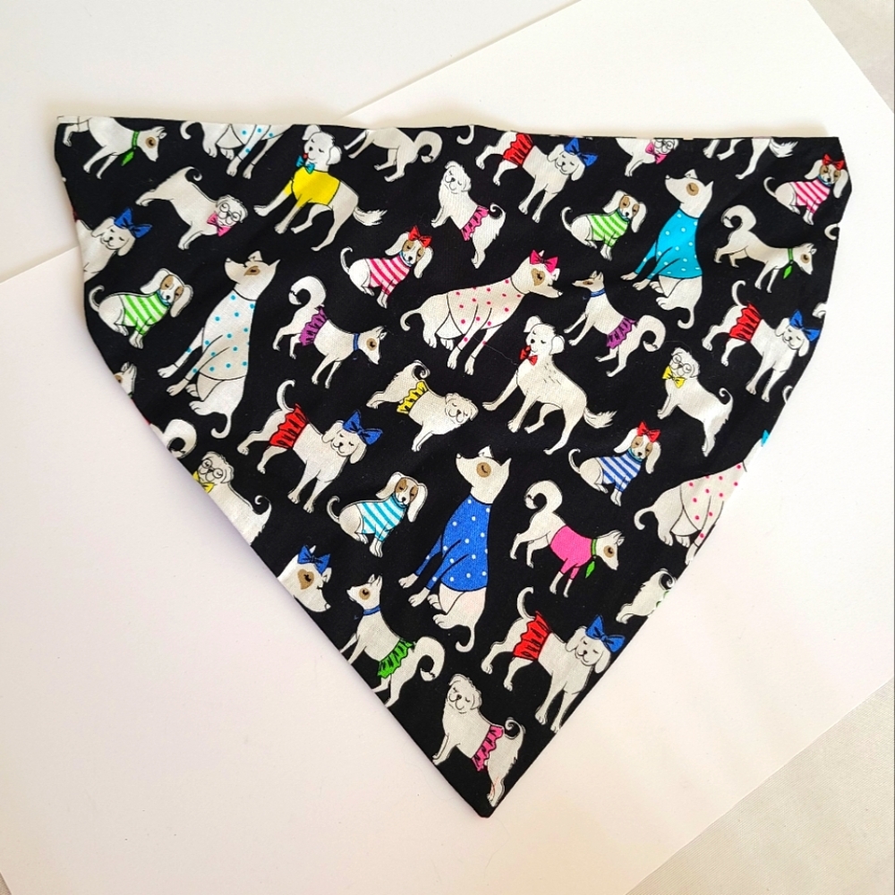 Reversible Hand Crafted Pet Dog Cat Colorful Accessories Fashion Scarf Bandana